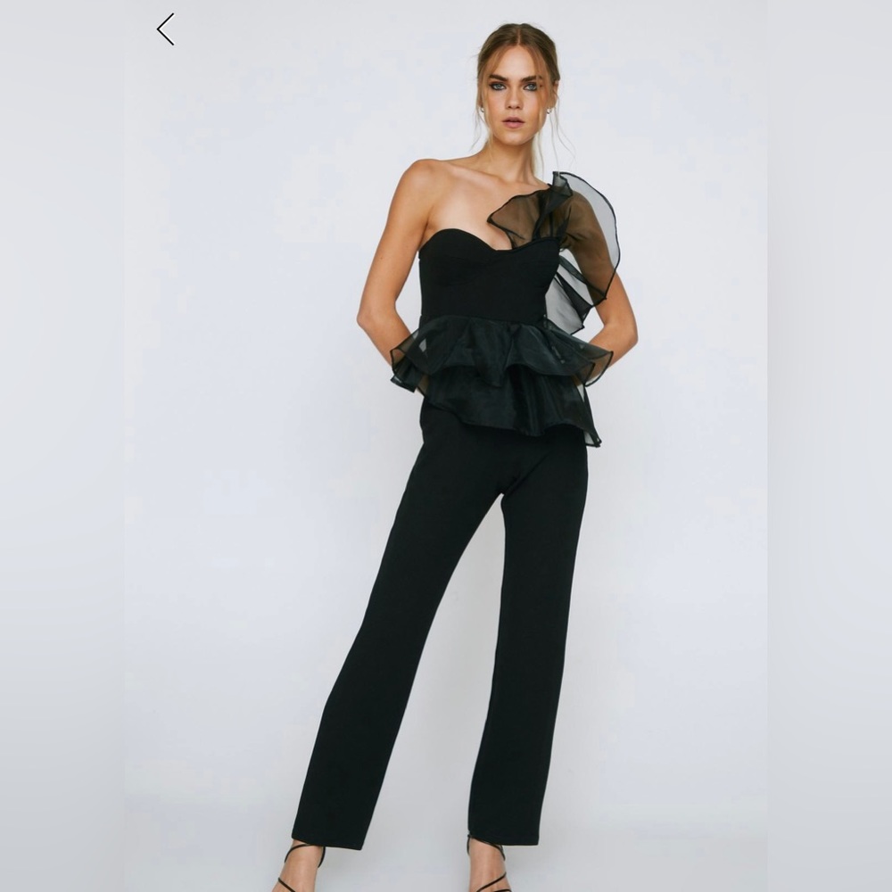 Strapless Jumpsuit with Structured Frill